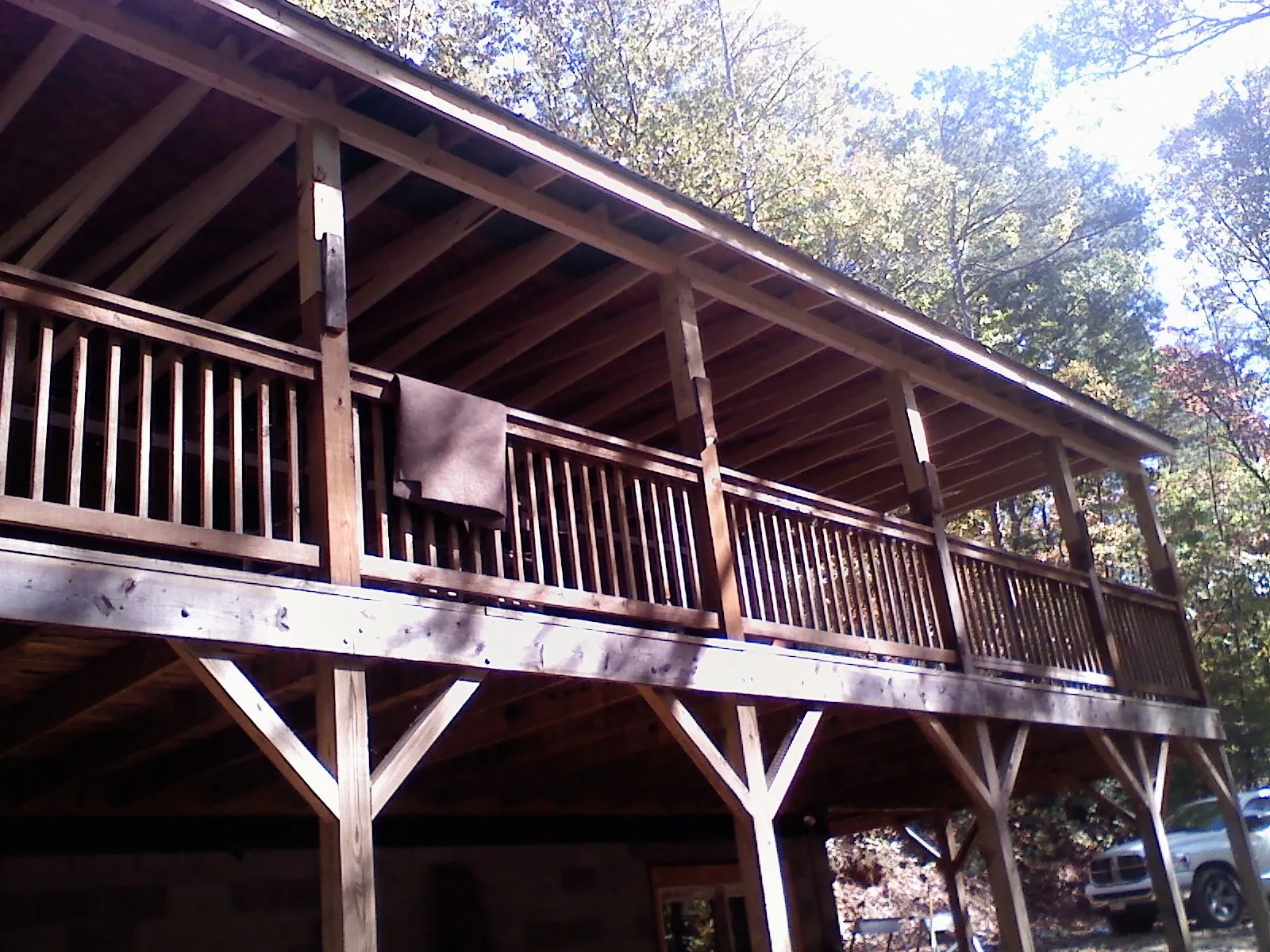 Timber framing under a new elevated porch and deck — Roof Leak Repair in Maysville by Roofing Brothers